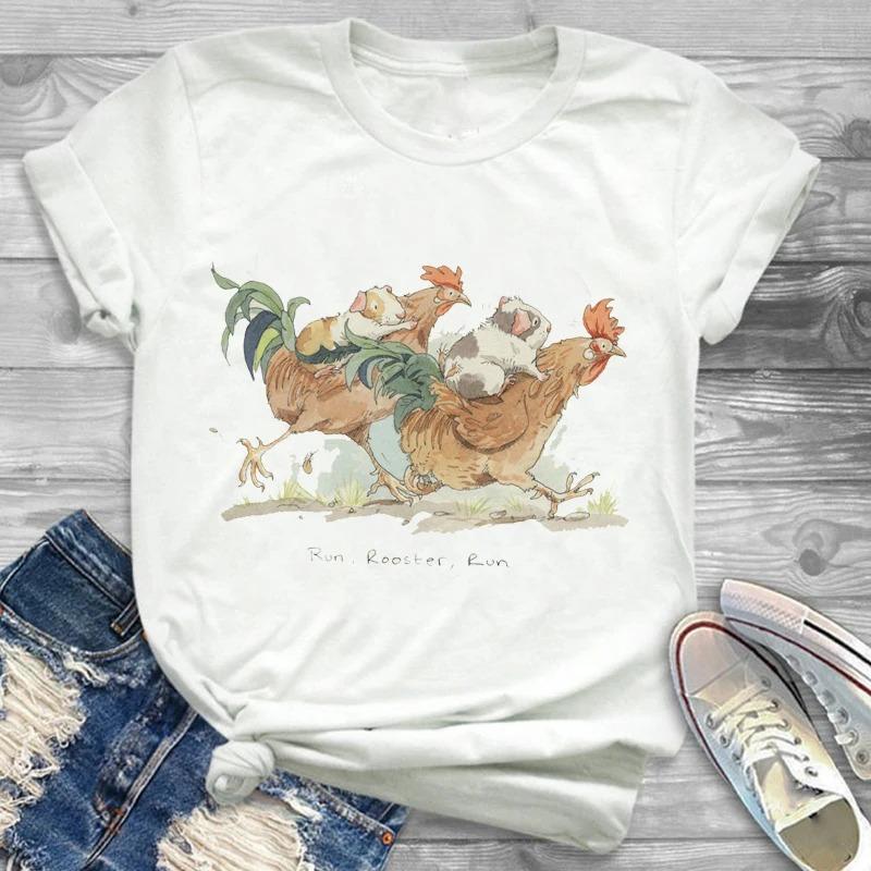 Lovely Style Pet Print T-Shirt Crew Neck Casual Short Sleeve T-Shirt Spring Summer Women's Clothing Fashion Simple Short Sleeve