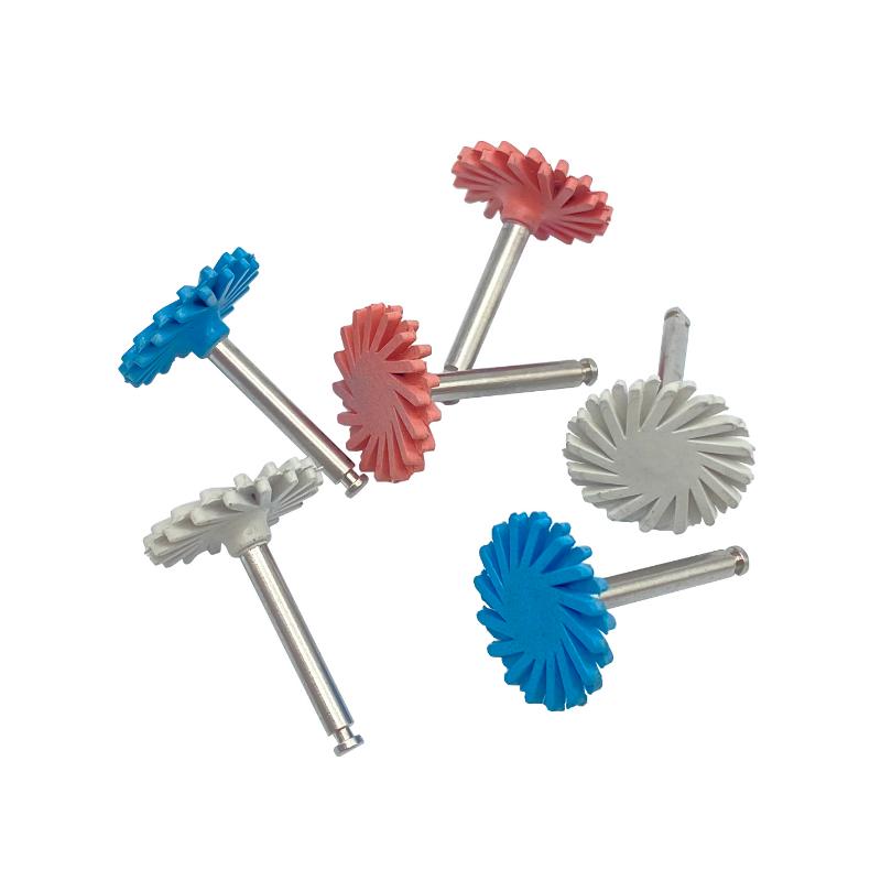 14mm Dental 16pcs Polisher Rubber Wheel Composite Resin Polishing Disc 3 Colors Spiral Flex Brush