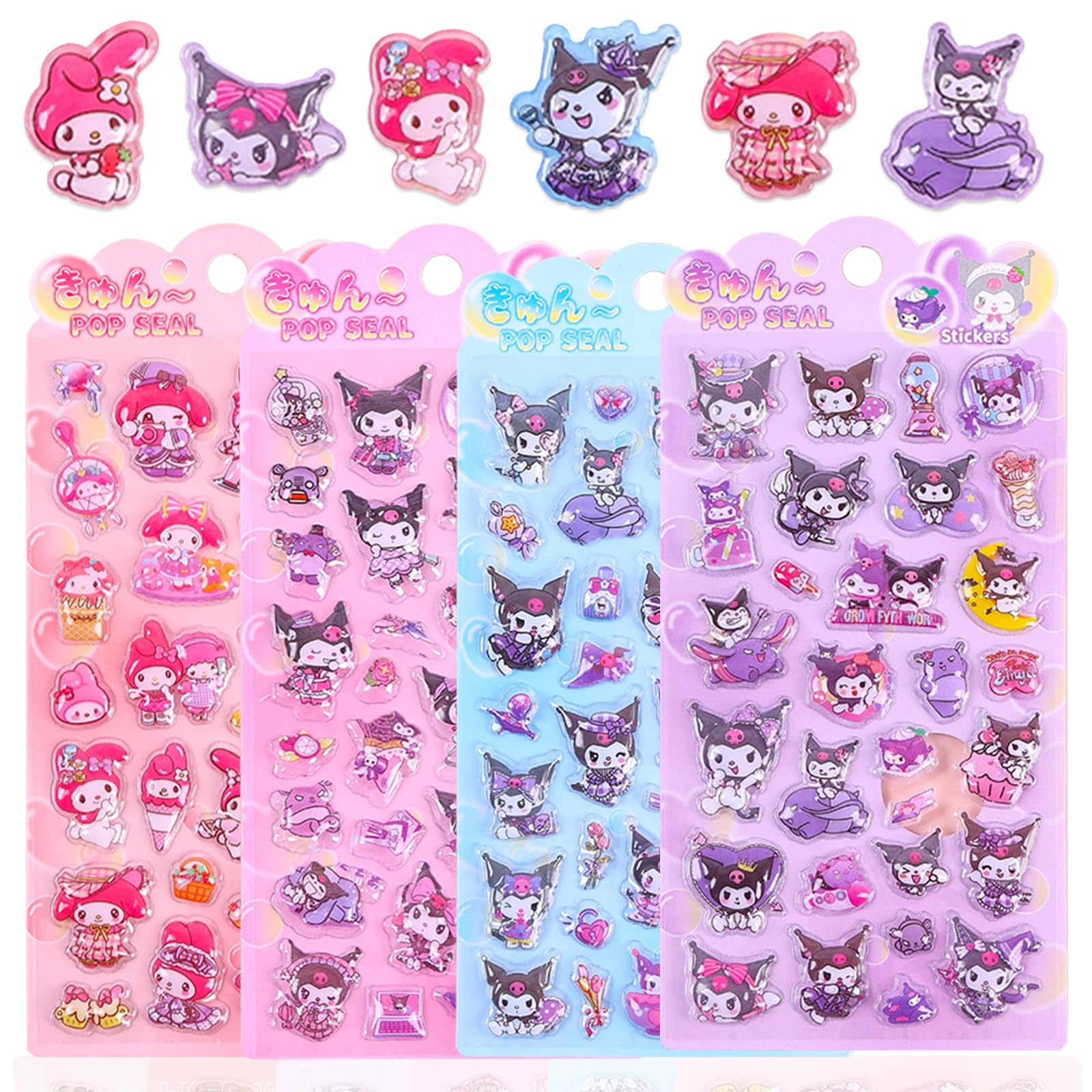 

Ouvesa 4-Piece 3D Puffy Stickers Cute Girls and Boys Notebook Diary Reward DIY Craft