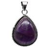 Amethyst Natural Gemstone Antique Silver Plated Pendant 1.5" J 779