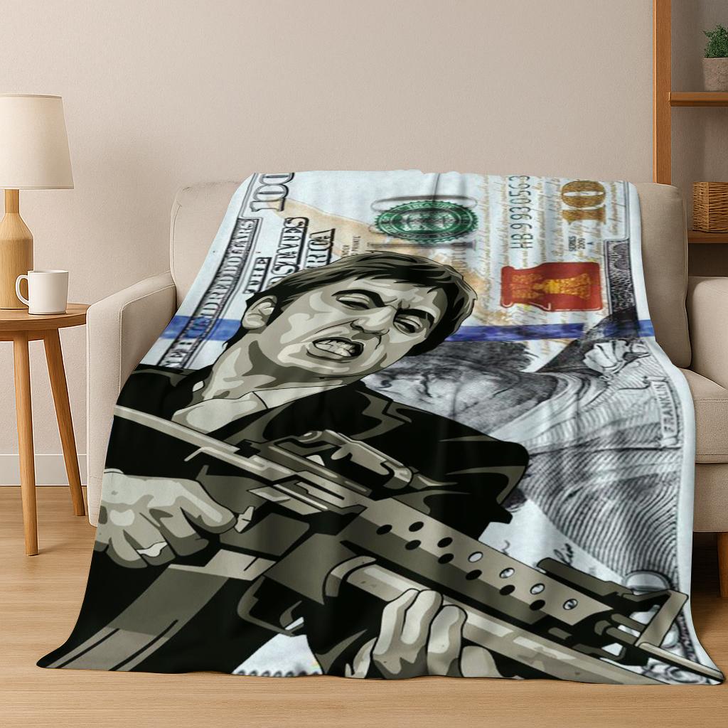 Classic Scarface Tony Montana Movie Art Flannel Blanket,Cozy Soft Throw Blanket for Home Bedroom Bed Sofa Picnic Cover Gift