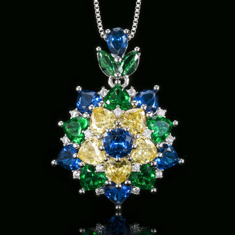 Jewelry Copper Bottom Gold-Plated Simulation Color Treasure Flower High-End Light Luxury Suit Women
