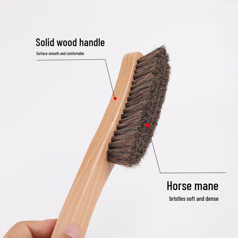 Beech Wood Horsehair Shoe Brush for Leather and Suede - Available in Large and Small Sizes