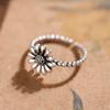 High-quality 925 Sterling Silver Jewelry Thai Silver Female Personality Open Ring Flower  Ring Gift