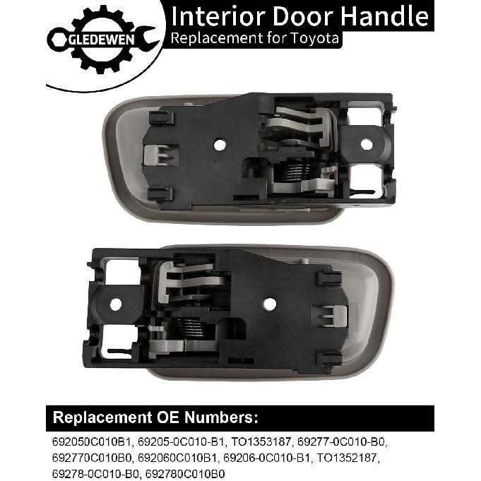 Gledewen Interior Door Handles W/Bezel (Pair), Compatible With Toyota Tundra 2000-2006, Beige, Front Left Driver & Right Passenger,