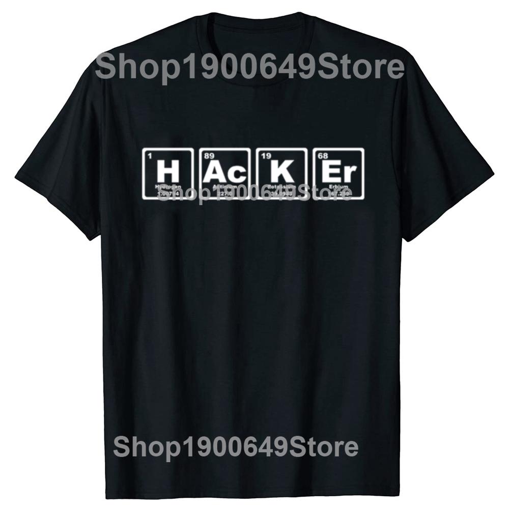 Hacker Periodic Table Security Professional Funny Programmer TShirt Short Sleeve Coder T Shirt Anime Graphic Tshirt Hip Hop