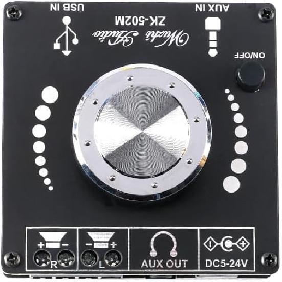 ZK-502M 50W+50W Bluetooth-Compatible Amplifier Mini 2.0 Stereo Dual Channel AMP Power Output DC 12V AUX USB Input 502M