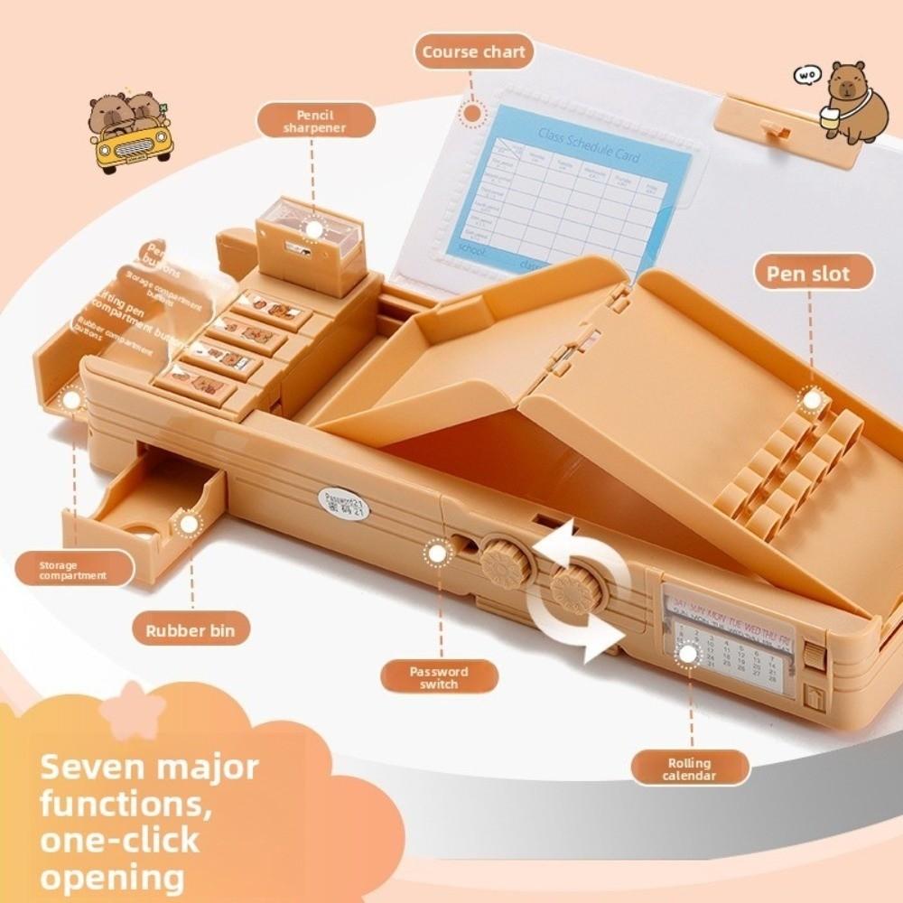 Multifunctional Capybara Pencil Case Cartoon Double Layer Pen Box  Students