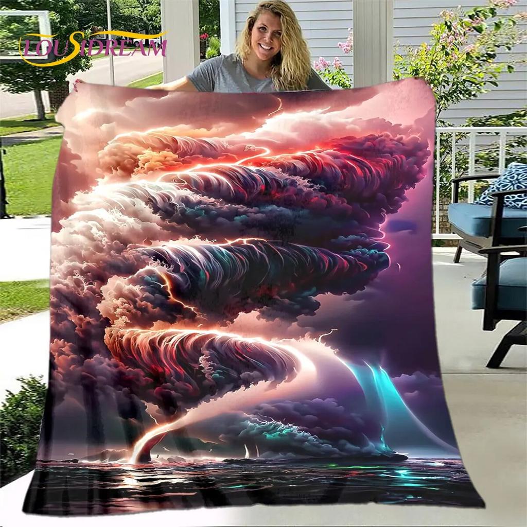 3D Natural ,Tornado, Cloud Blanket,Flannel Blanket Throw Blanket,Warm Blanket for Home Living Room Bedroom Beds Sofa Picnic Kid