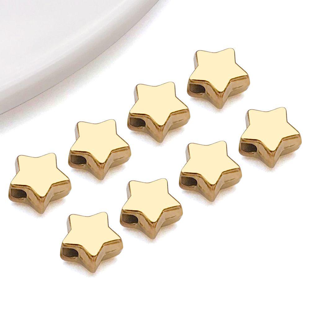 Gold Star, Moon, and Heart Stainless Steel Beaded Spacer Charms for DIY Jewelry