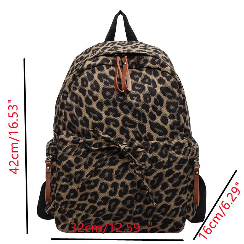 Large Capacity Leopard Print Laptop Backpack Fashion College High School Student Bookbag Unisex Korean Style Rucksack
