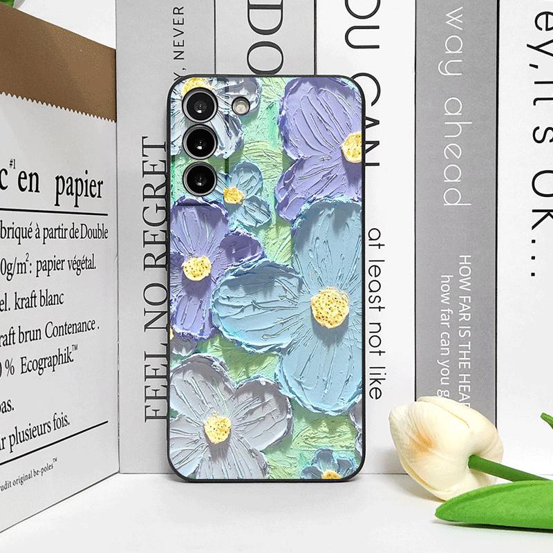 Art Oil Painting Flower Phone Case for Samsung S25 S24 S23 Ultra S22 Plus S21 S20FE S25edge M54 M55 5G Soft Silicone Back Covers
