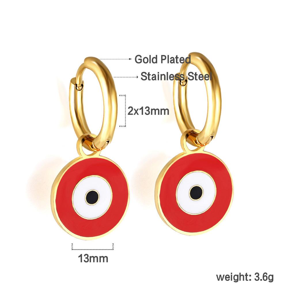 Accessories Eye Earrings Trendy Creative Geometric Mixed Color Eye Ear Buckles Stainless Steel Earrings Earrings Women's