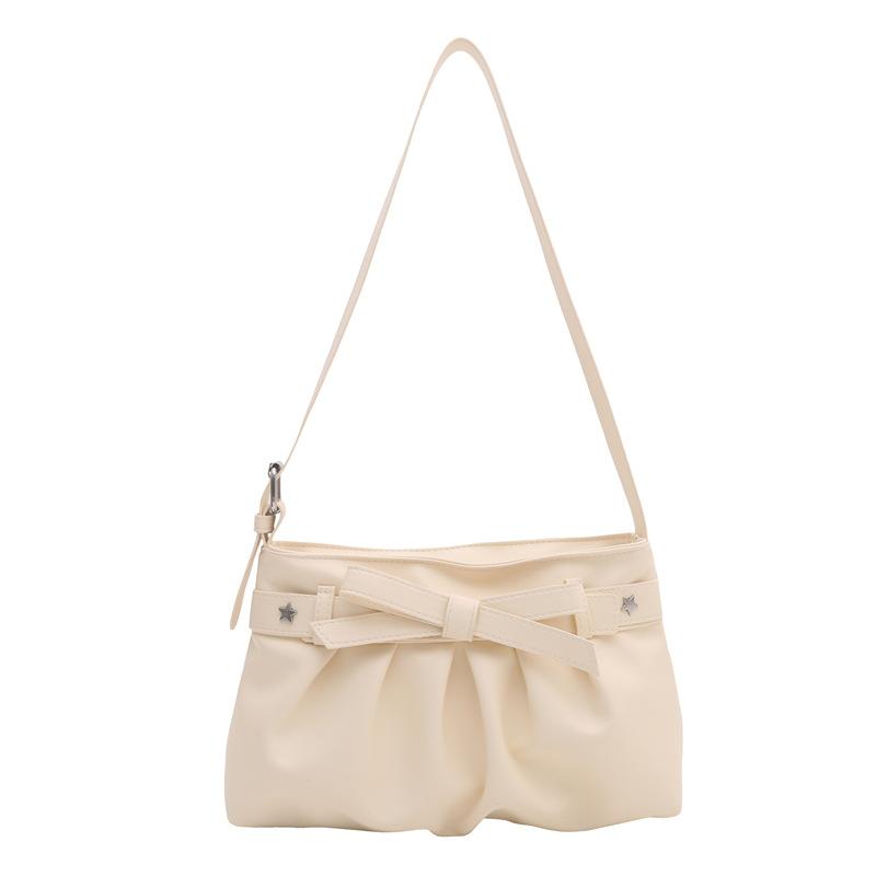 New bag niche design new bow shoulder bag underarm bag women s casual pleated handbag