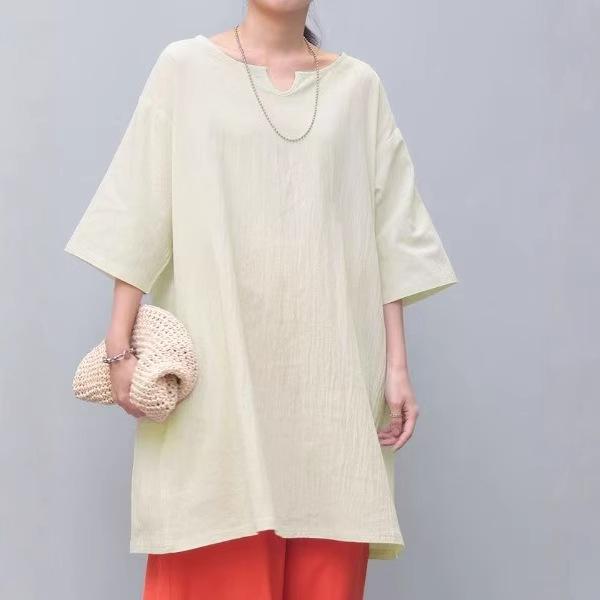 

2025 Plus Size Minimalist U-Neck Cotton Shirt - 5 Colors Available L