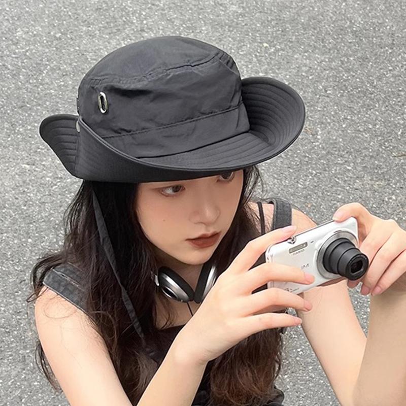 Quick Dry Wide Brim Bucket Hat for Men Women Cap Breathable Adjustable Chin Strap Outdoor Hiking Fishing Sun Hat