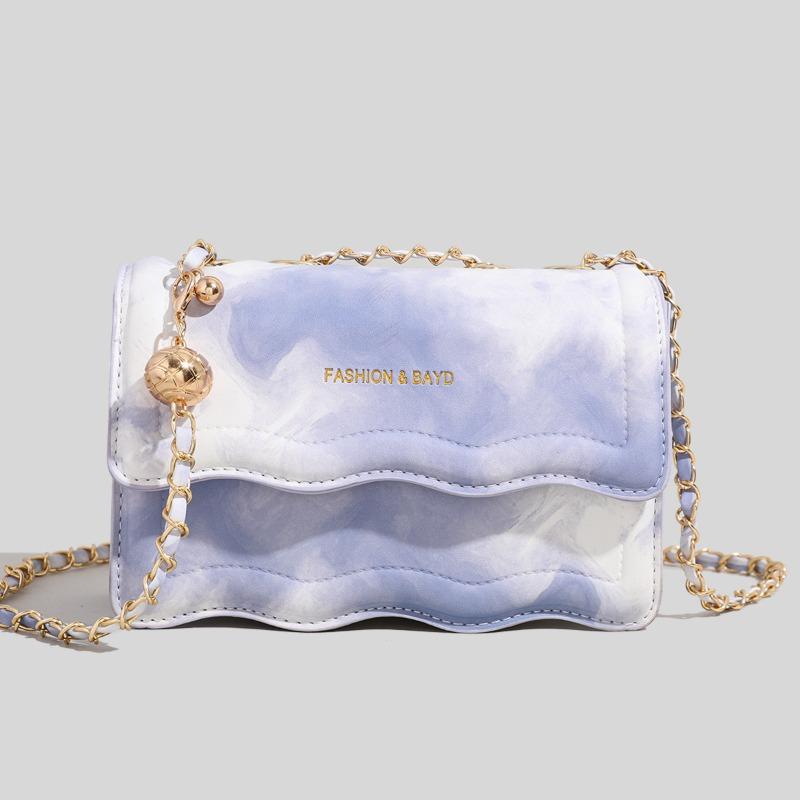 Textured women s bag simple bag women s new trendy shoulder crossbody exquisite chain small square bag фиолетовый