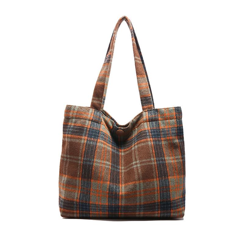 Trendy Korean Style Blue Brown Red Shoulder Tote Bag For Women With Unique Design