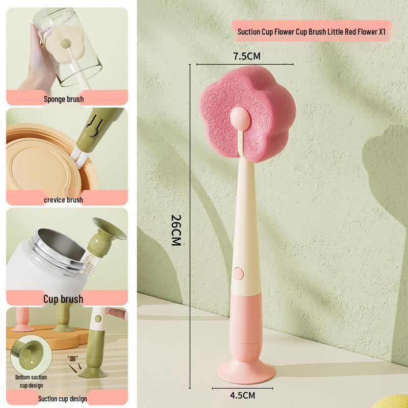 Multi-Functional Long-Handled Bottle and Nipple Cleaning Brush, Detachable 3-in-1 Design for Household Use