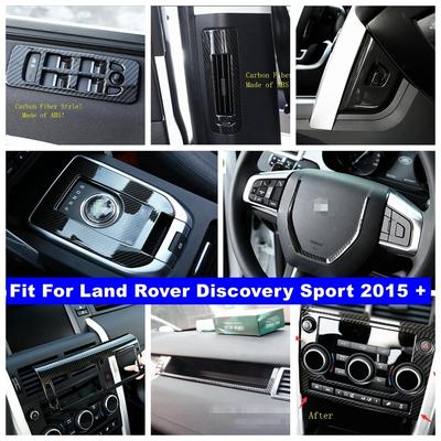 ABS Auto Pillar B Air AC / Glass Lift Panel Cover Trim For Land Rover Discovery Sport 2015 - Carbon Fiber Look Accessories