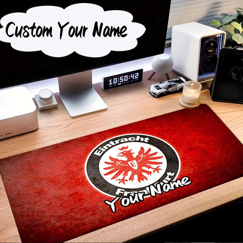 Benutzerdefinierter Name Mauspads Flammendes Herz Frankfurt Wappen Mauspads Schreibtischunterlage, Rutschfeste Gummiunterseite Für Computer Notebook Gaming Mauspads Geschenk