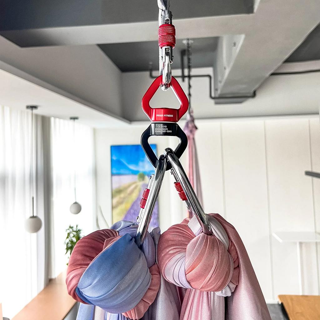 30KN Yoga Swivel Connector Outdoor Rock Climb Carabiner Universal Gimbal Ring Swing Hammock Rope Swivel Rotational Connector