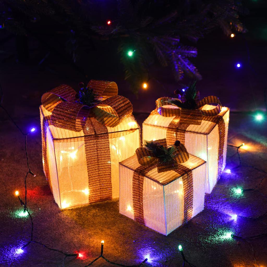 MORGEN SKY Christmas Tree LED String Battery Gift Mini Bulb Fairy Christmas Timer Set of 3 Lights, Outdoor/Indoor Lights, Operated, Box, Lighting,
