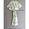 Women Hippie Cotton Summer Sleepwear Flamingo Print White Long Maxi Caftan Dress CKFTN-SCRN-FULL-BUYIT-095