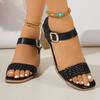 Fashion 2025 Fashion Buckle Strap Women's Sandals Summer New Open Toe Versatile Casual Plus Size Best Seller Comfortable Heeled Sandals
