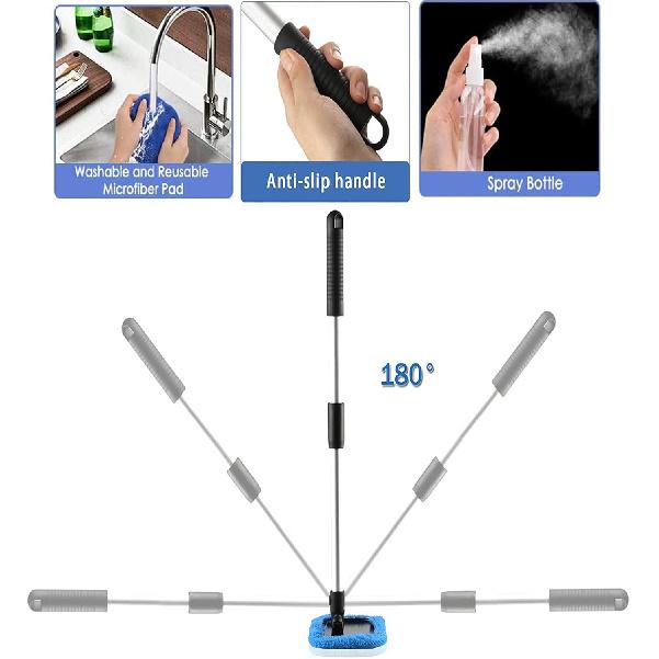 ASAHEL Car Windshield Cleaning Tool Ide Window Cleaner Defogger Brush Kit Microfiber Cloth With Extendable Handle Auto Glass