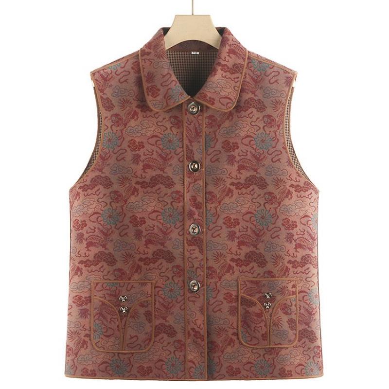 

Mother s Spring & Autumn Retro Vest Jacket 2026: Fashionable Shoulder Cape for Middle-Aged & Elderly Women XL [Recommended 90-105 lbs]