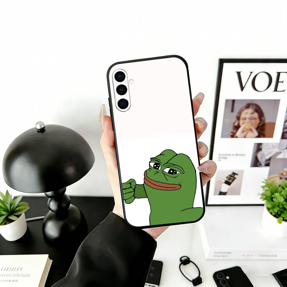 Trauriges lustiges Frosch Meme Handyhülle für Samsung Galaxy A73,A72,A71,A70,A53,A52,A51,Andere Weiche Schwarze Hülle