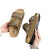 Korean Version Of Niche Open Toed Empty Velcro Sandals Women'S Summer Platform Birkenstock Outer Wear Leather Cool Slippers