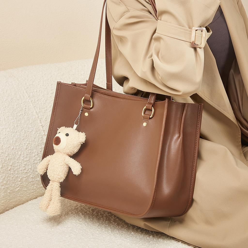 Mrs. Qiao Bag Women's Bag 2025 New Large Capacity Fashion Versatile Textured Stylish Genuine Leather Single Shoulder Tote Bag Trendy