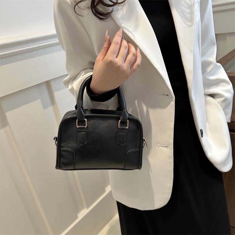 2024 Early Spring Solid Color Textured Square Handbag - Women's Versatile Shoulder & Crossbody Bag
