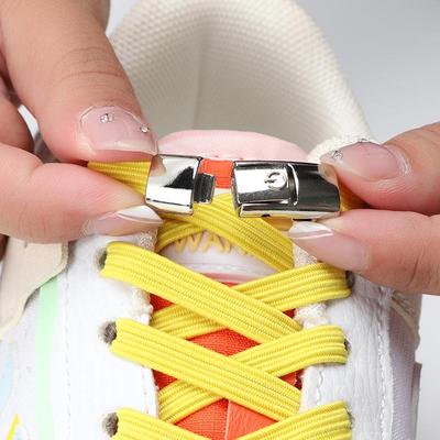 1 Pair Elastic Flat Shoelaces Without Ties Shoelaces For Sneakers Press The Metal Lock Fast Security Lazy Shoe Lace Rubber Band NO.8