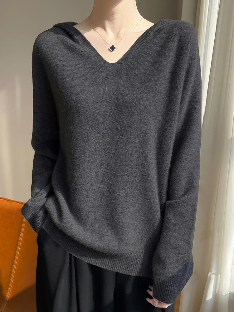 Women's Autumn/Winter Wool Silk Hooded Sweater: Skin-Friendly, Loose Fit Knitwear