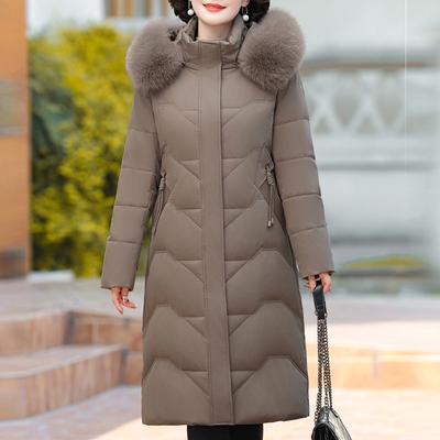Winter Donsjas met Echte Bontkraag voor Dames Lange Parka's met Capuchon Elegant Dik Warm Donsjas Vrouw Bovenkleding