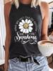 Floral Print Sleeveless Round Neck Women's T-Shirt Pullover Vest for Spring/Summer