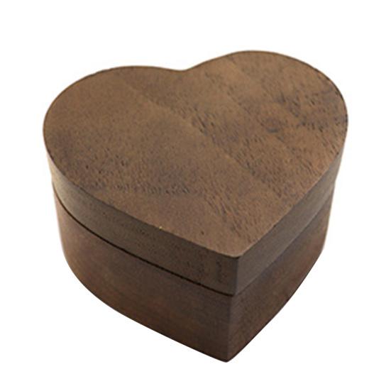 Jewelry Box Heart-Shaped Walnut Wood Ring Storage Box with Velvet Padding Smooth Polished Surface Weddings Proposals Ring Case