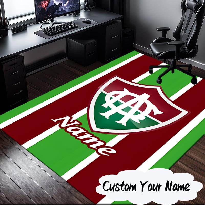 Custom Name Green Shield America Design Rug for Living Room, Game Rooms, Office, Bedroom, Floor Mat Playful Design, fan gifts Christmas decor