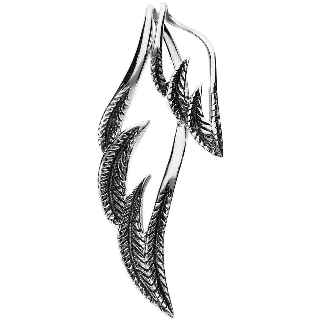 [Shinjuku Gin no Kura] Double Wing Silhouette Black Pendant Top (No Chain) Silver 925 Pendant Wing Feather Feather Thin Black