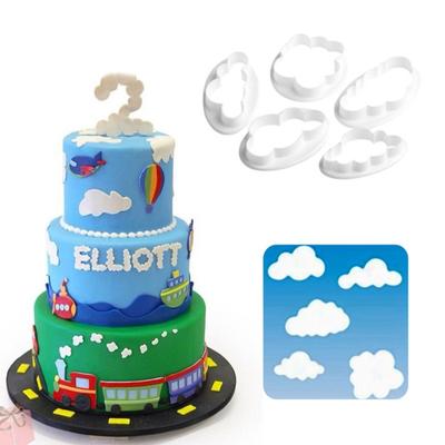 5 Adet/set 3D Bulut Plastik Fondant Kesici Kek Kalıbı Fondant Kek Kendin Yap Süsleme Aletleri Şeker Hamuru Kurabiye Kesici Seti Mutfak Aksesuarı