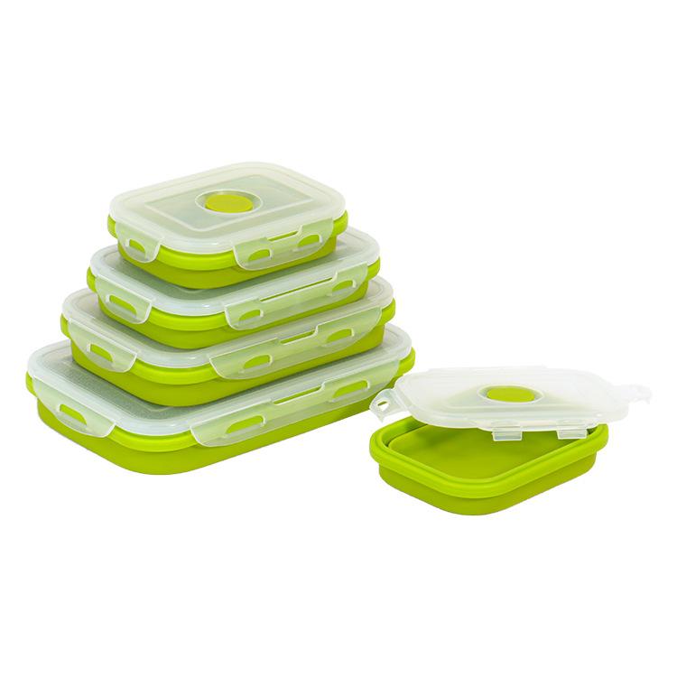 1200ML Silicone Foldable Lunch Box Collapsible Food Storage Container Bento BPA Free Microwavable Portable Picnic Rectangle Box