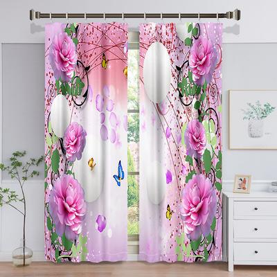 Modern Luxury Flower Curtains for Bedroom Living Room with Butterflies and Balls Design Balcony Window Screen Villa Decoration