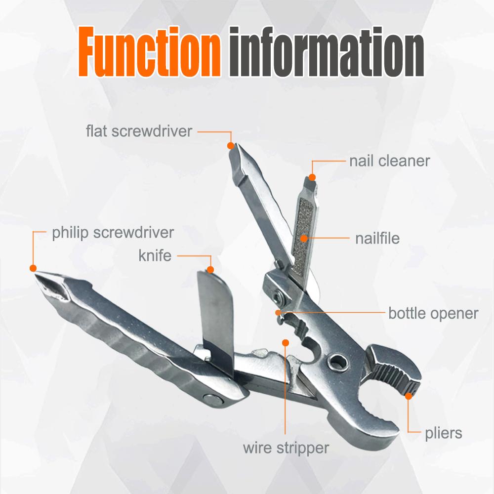 

Portable Pocket Mini 10 In 1 Folding Pliers Screwdriver Combination Kit Outdoor Multifunction Tool серебряный
