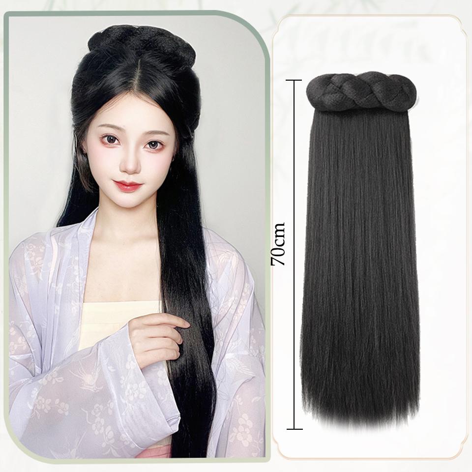 

Синтетическая повязка на голову Hanfu в древнем стиле, плетеная повязка на голову, интегрированная повязка на голову, парик для женщин, кусок волос в китайском стиле, антикварное моделирование, аксессуары для парика для косплея