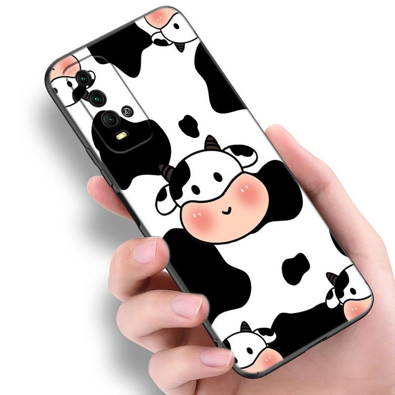 Cow Pattern Black White Phone Case For Xiaomi Redmi Note 5 6 9T K20 K40 K50 Pro 7A 8A 9A 9C 9i 10A 10C A1 S2 TPU Black Cover