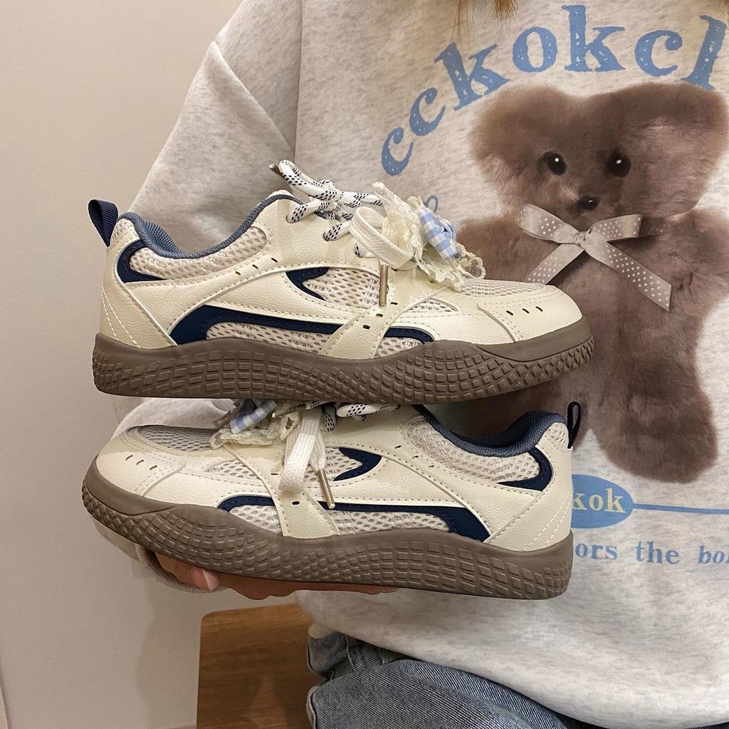 Wasteland Wind Burst Change Niche Original Bow Mesh Breathable Sports Shoes Women's New Summer Versatile Board Shoes