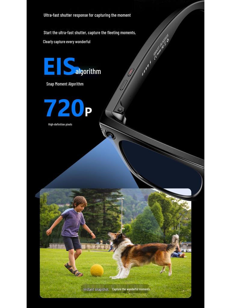 AI W600 Smart Glasses: Bluetooth Camera with Video Recording, Image Stabilization, Voice Recognition, Call and Translation Features.